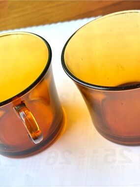 Vintage MCM duralex amber Franch glasses 2 coffee mugs